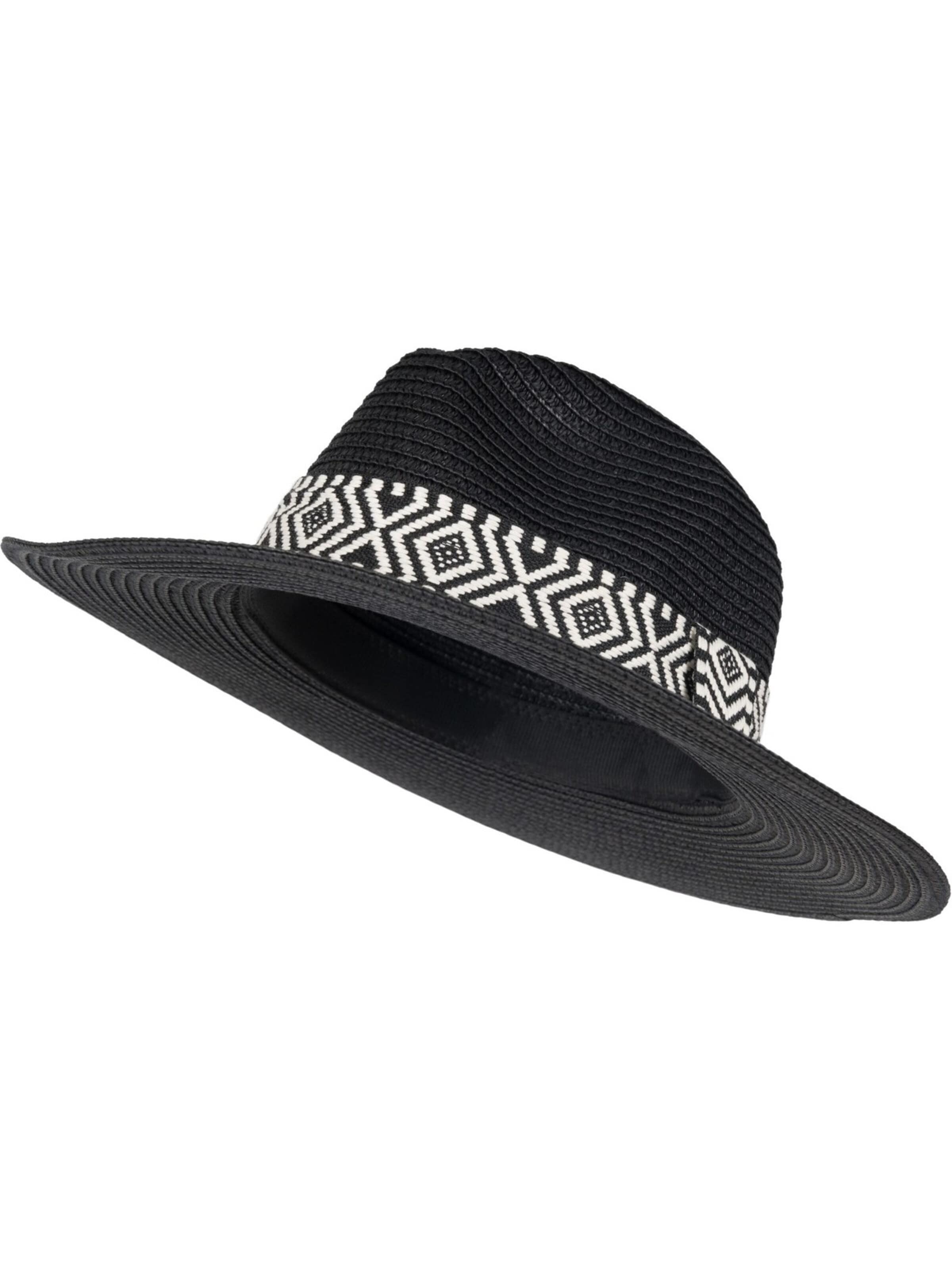styleBREAKER Hat 'Panama Strohhut Hutband Azteken Muster' in Black: front