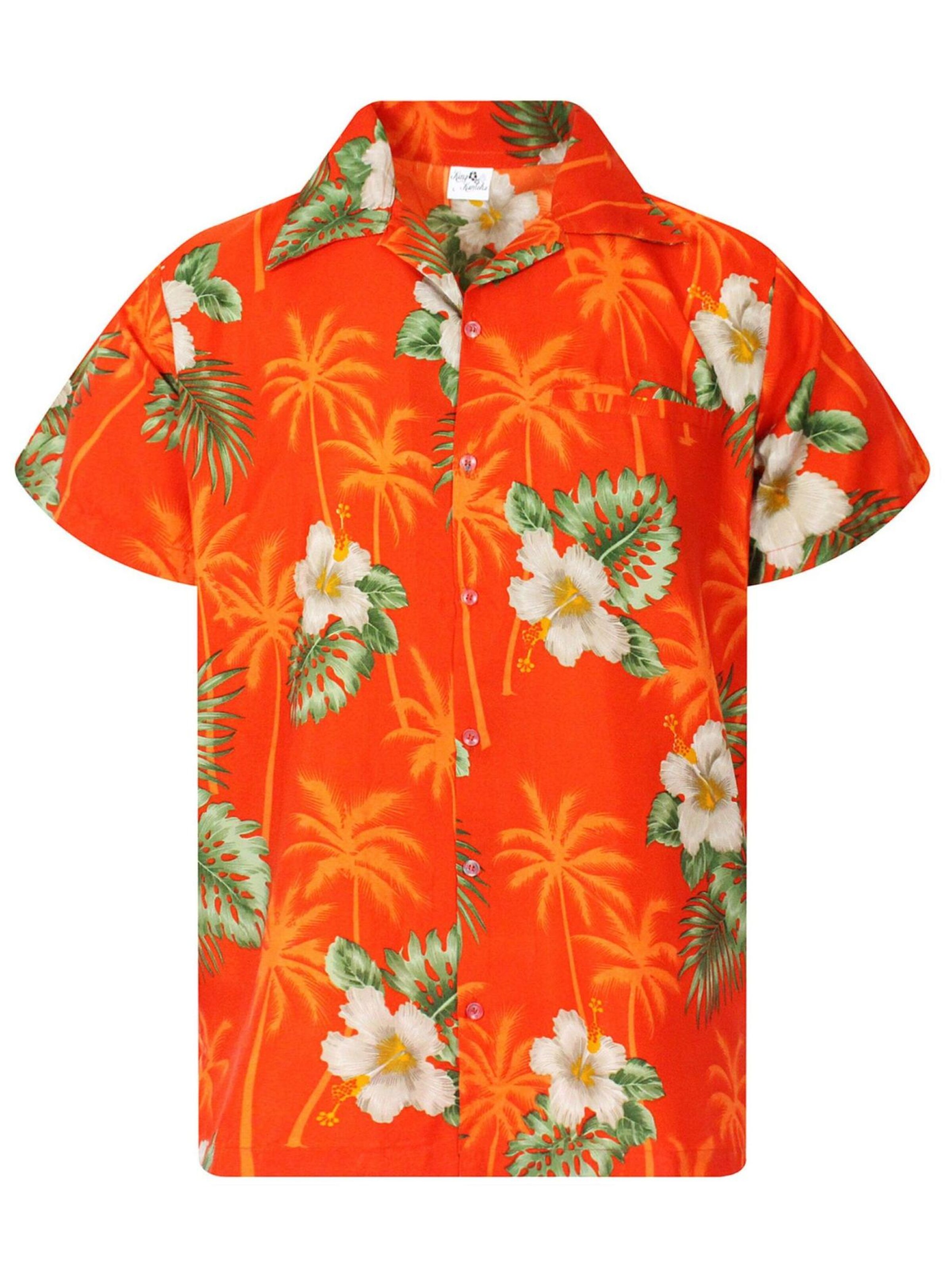 King Kameha Shirt 'Small Flower'‌ in Orange: Vorderseite