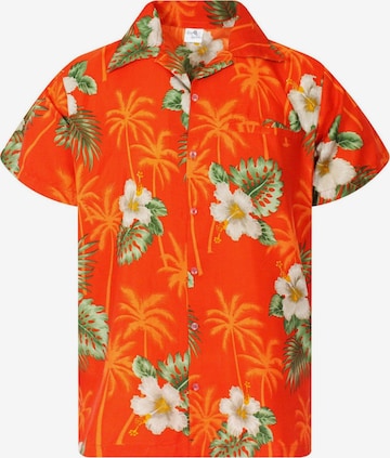 King Kameha Shirt 'Small Flower' in Orange: Vorderseite