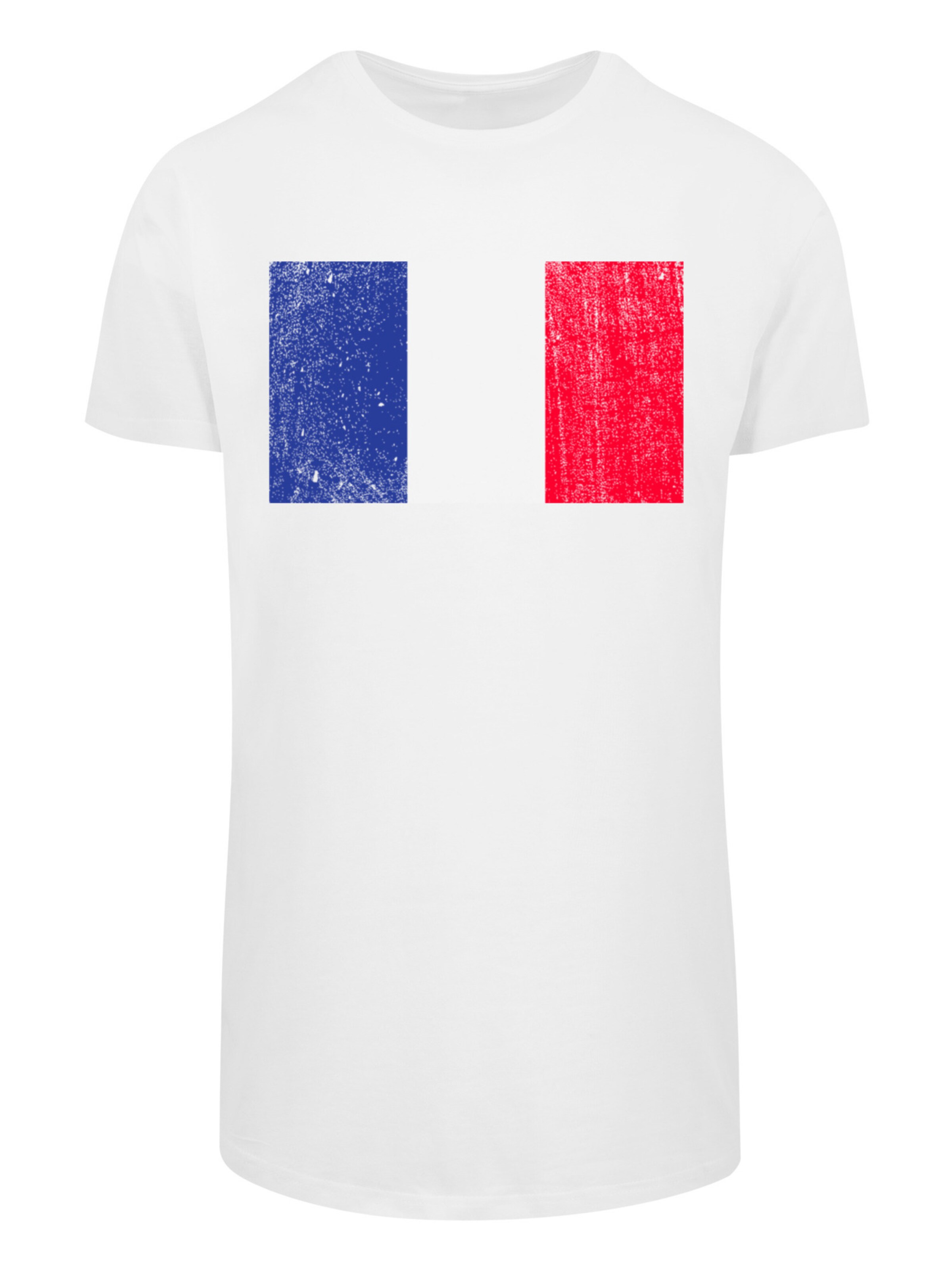 F4NT4STIC Shirt 'France Frankreich Flagge distressed' in White: front