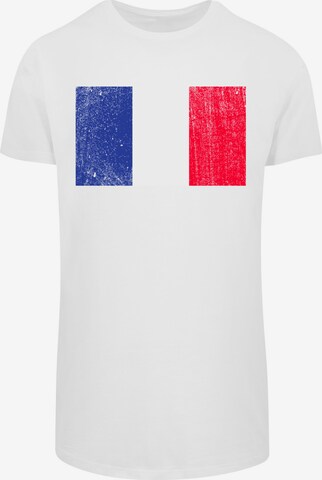 T-Shirt 'France Frankreich Flagge distressed' F4NT4STIC en blanc : devant