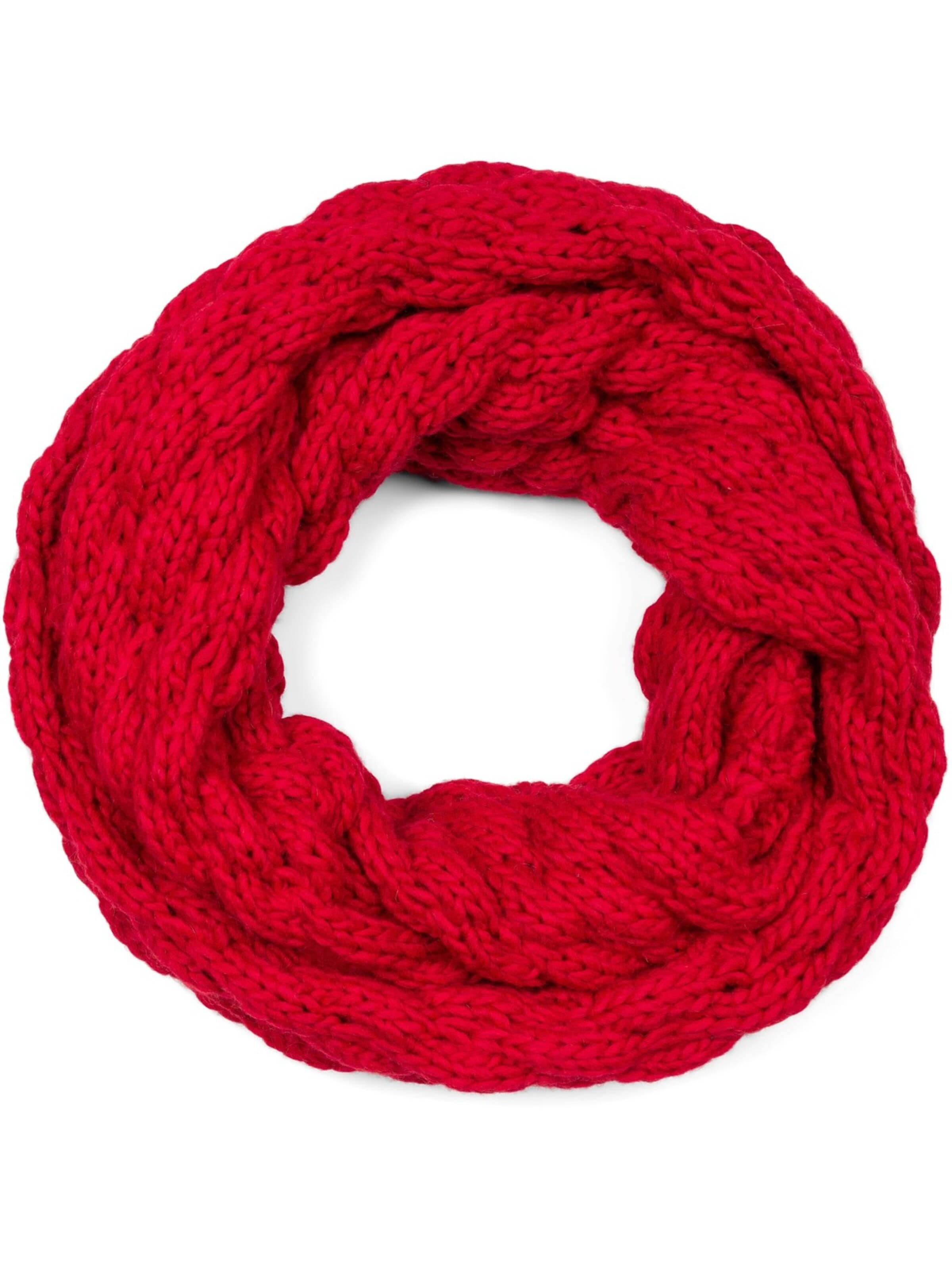 styleBREAKER Schlauchschal 'Strick Loop mit Bubblemuster'‌ in Rot: Vorderseite