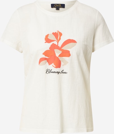 OVS T-shirt 'FLOWERS' en beige / orange / saumon / noir / blanc, Vue avec produit