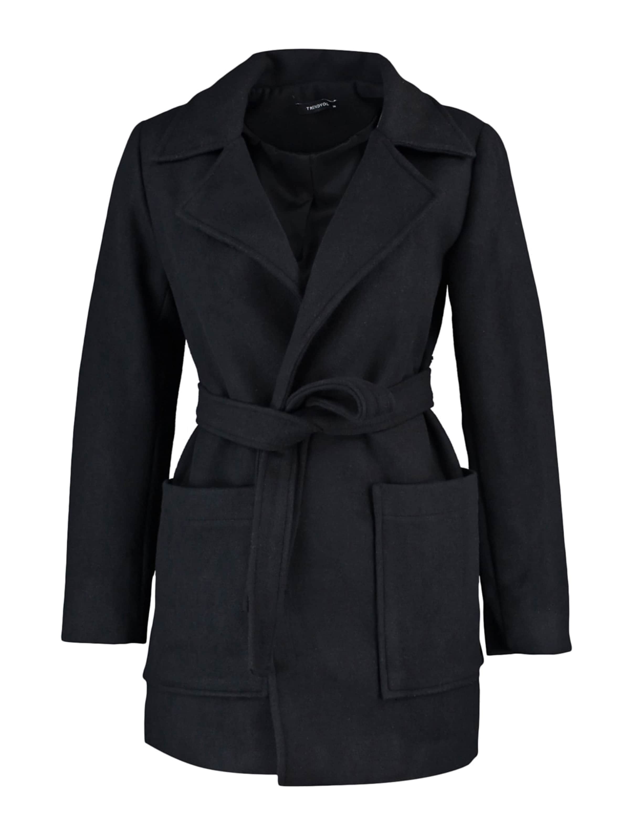 Trendyol Přechodný kabát – černá: přední strana