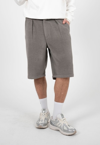 Prohibited Loosefit Bandplooibroek 'Podium' in Grijs: voorkant