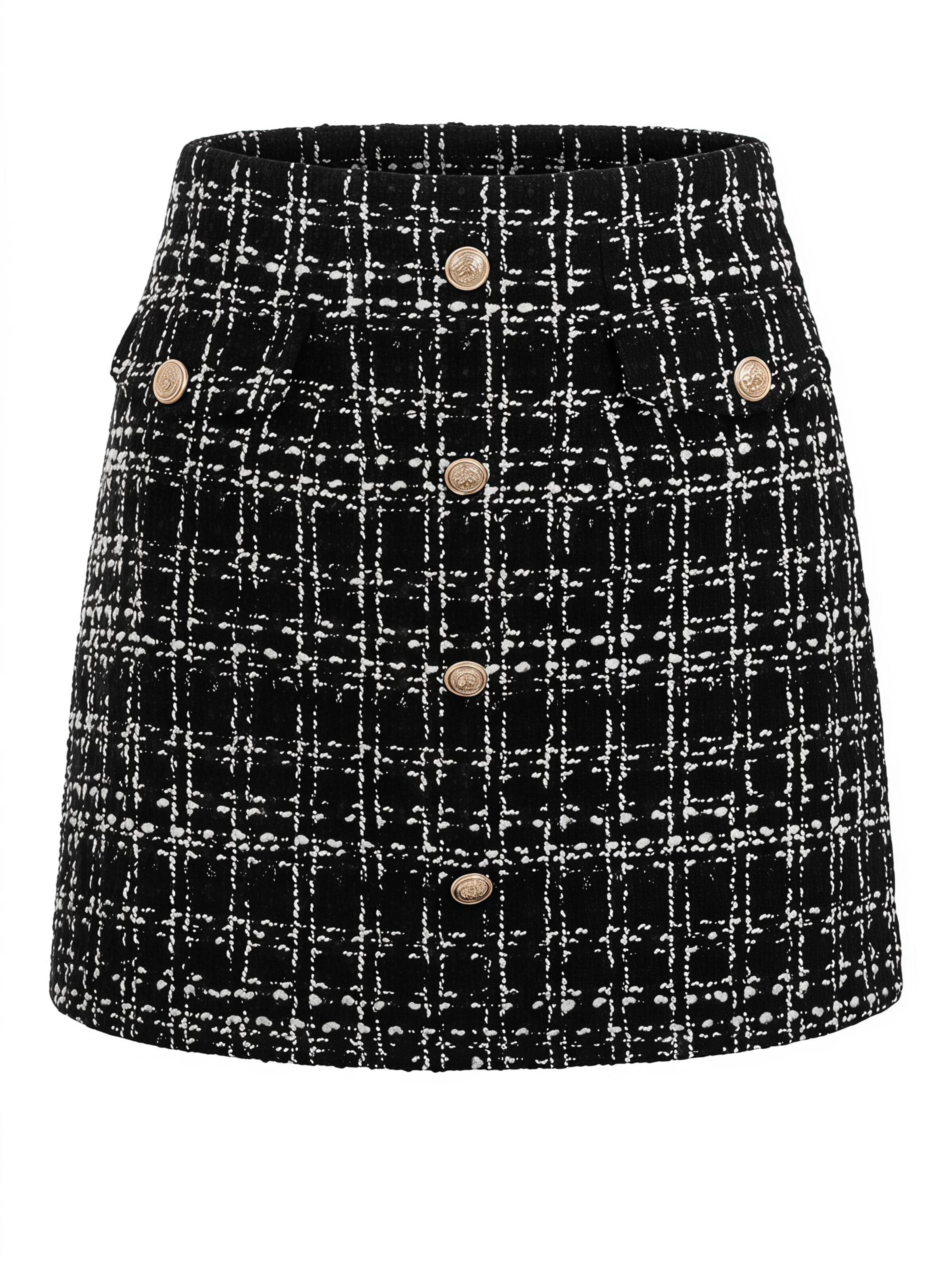 Cupshe - Saia 'Button-Front Mini Skirt' em preto: frente