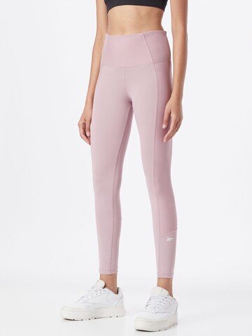 Skinny Pantalon de sport Reebok en violet : devant