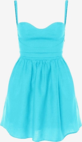 AVENUE N°29 Sommerkleid 'Linen Gathered Mini Dress With Straps' in Blau: Vorderseite