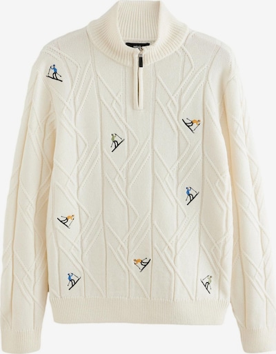 Next Pulover 'Christmas Ski' u ecru/prljavo bijela / plava / žuta, Pregled proizvoda