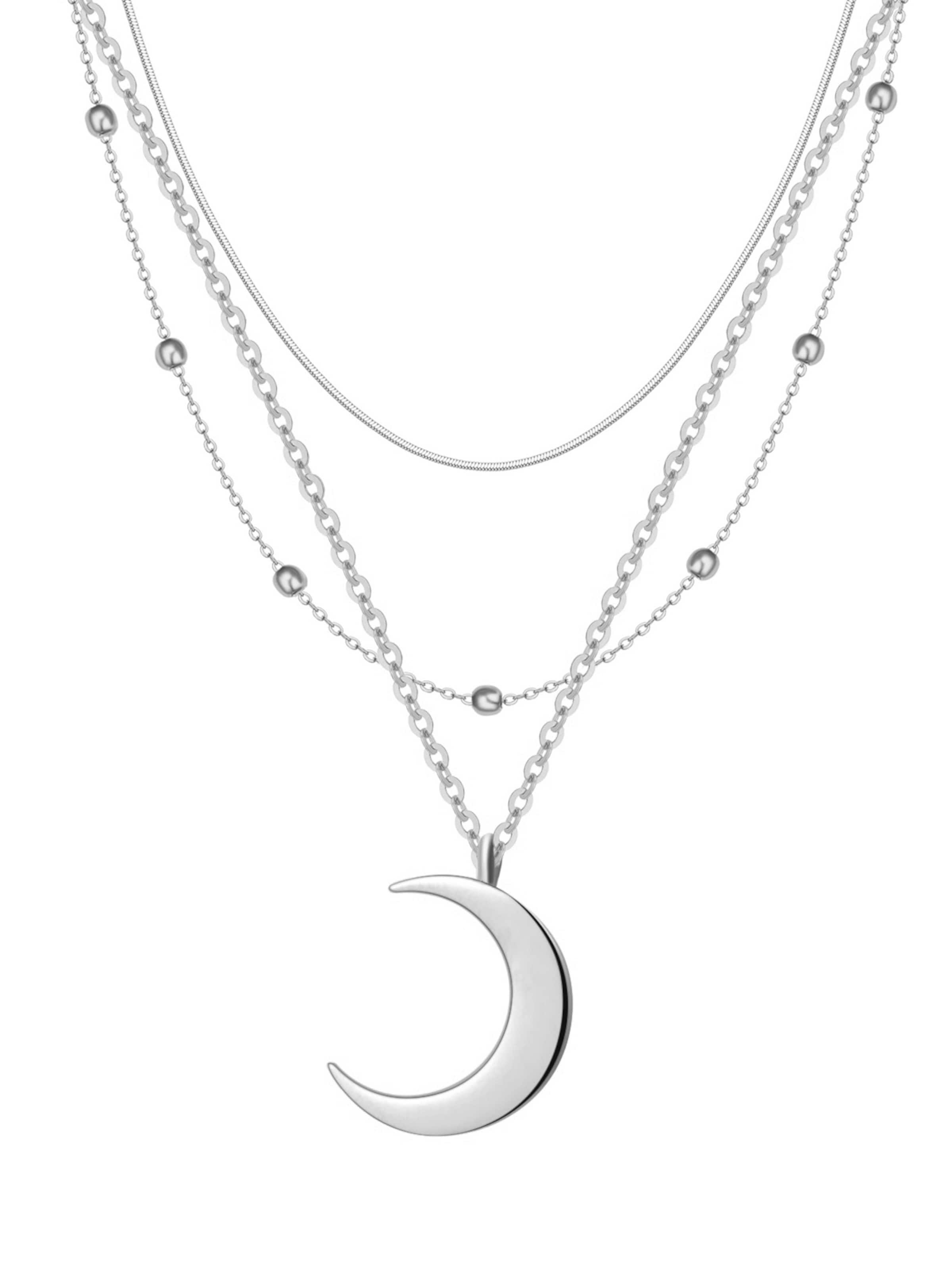 Hey Happiness Necklace 'Mond Set' in Silver