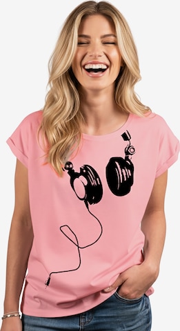 MAKAYA Shirt 'Kopfhörer' in Pink: front