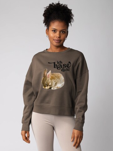 Sweat-shirt 'Ich hase dich! ' Watapparel en marron : devant