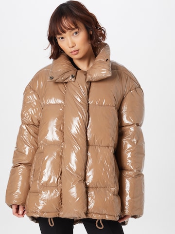 River Island Winter Jacket in Brown: front