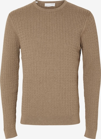 Pull-over 'Berg' SELECTED HOMME en marron : devant