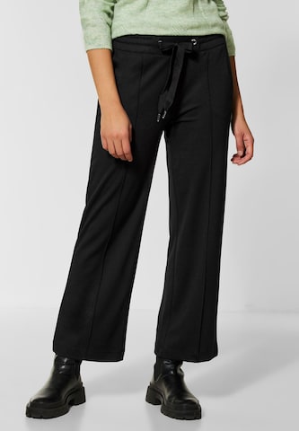 STREET ONE Wide leg Pleated Pants in Black: front