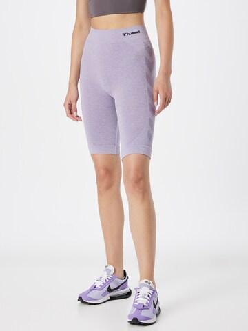 Skinny Pantalon de sport Hummel en violet : devant