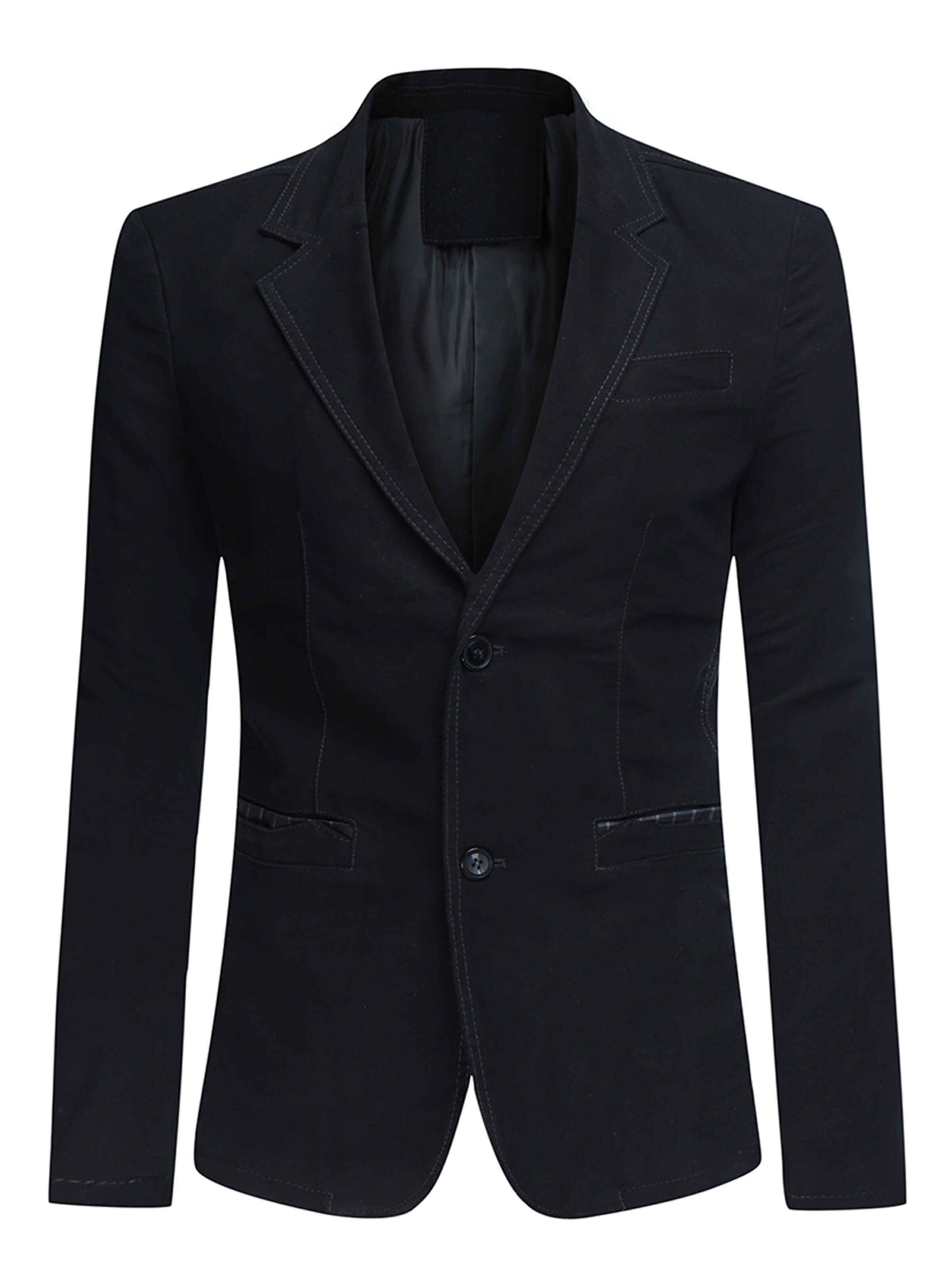YOUTHUP Slim fit Suit Jacket 'Schnitt' in Black: front