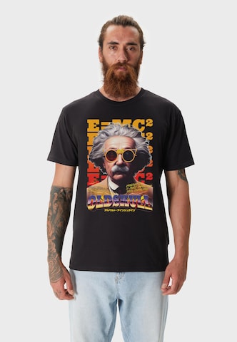 Oldskull T-Shirt 'Wrldvibe Einstein Graphic' in Schwarz: Vorderseite