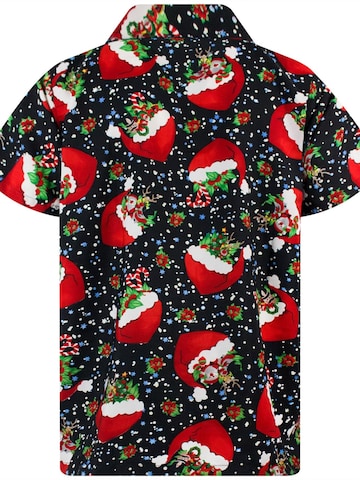 Regular fit Camicia 'Christmas Flying Hats' di King Kameha in nero