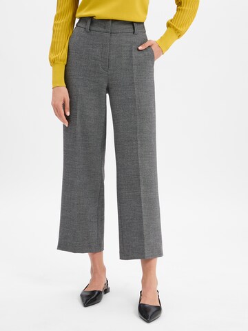 Cambio Wide leg Bandplooibroek ' California ' in Grijs: voorkant