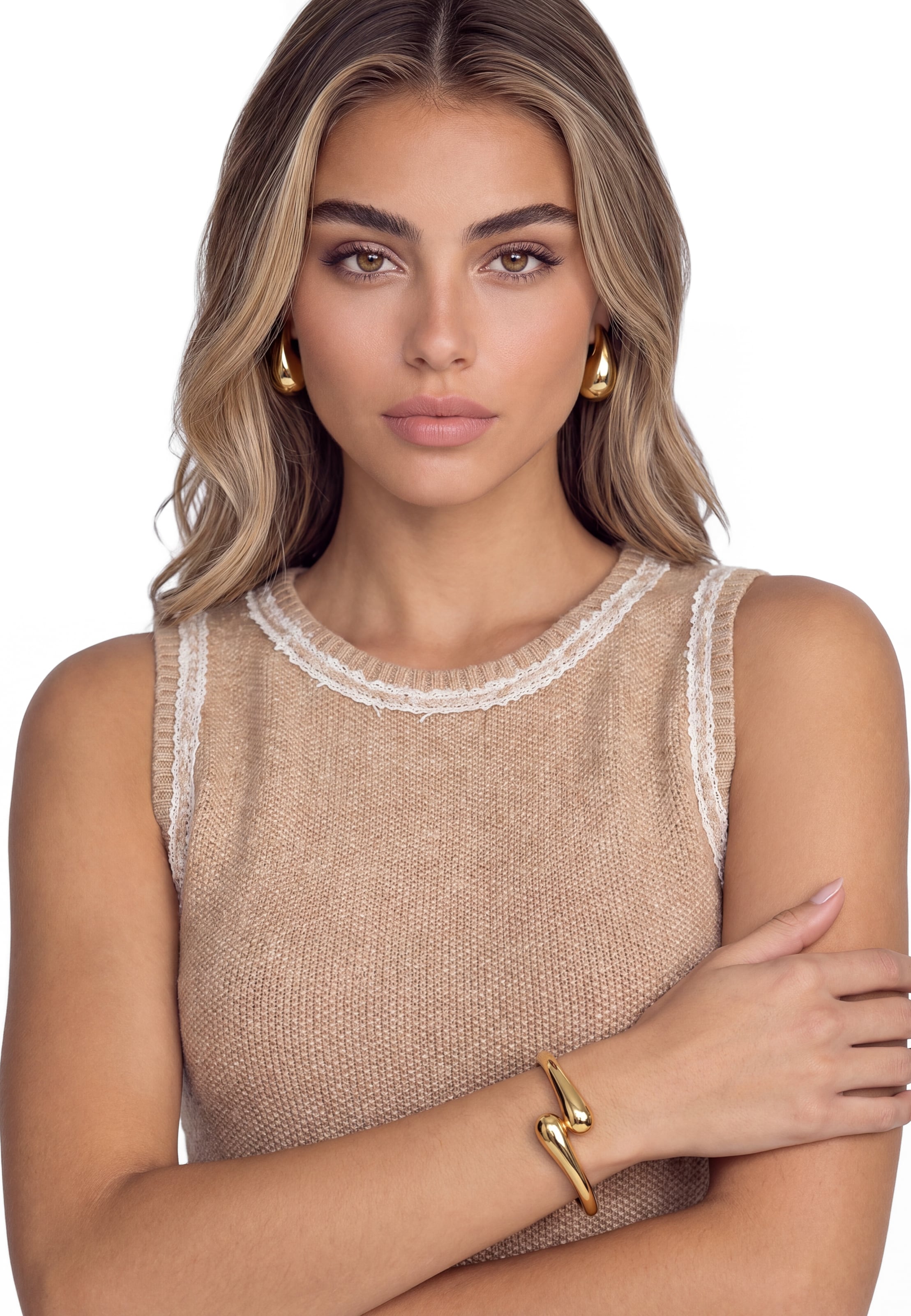 faina - Vestido de bainha em ouro