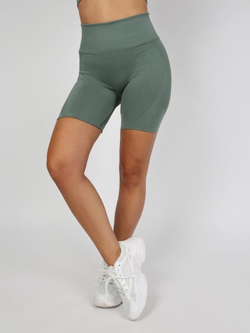 DRILLS Apparel Skinny Leggings 'FLXFLOW Shorts' in Groen: voorkant