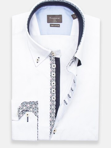 Slim fit Camicia business 'Roma Satin Man Shirt Green' di 7Camicie in bianco