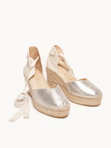 Alhamas - Sandalias 'Alpargata Cuña 8 cm' en plata