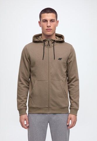 4F - Sudadera con cremallera deportiva en marrón: frente