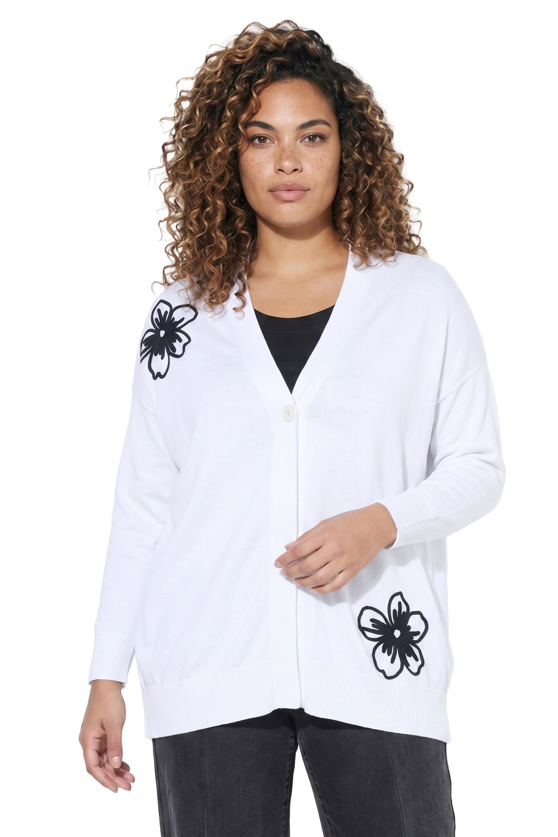 MIAMODA Knit cardigan in White: front