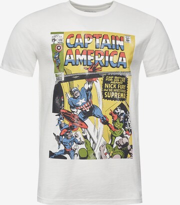 Recovered Shirt 'Captain America Battles' in Beige: front