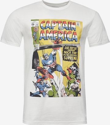 Recovered Shirt 'Captain America Battles' in Beige: front