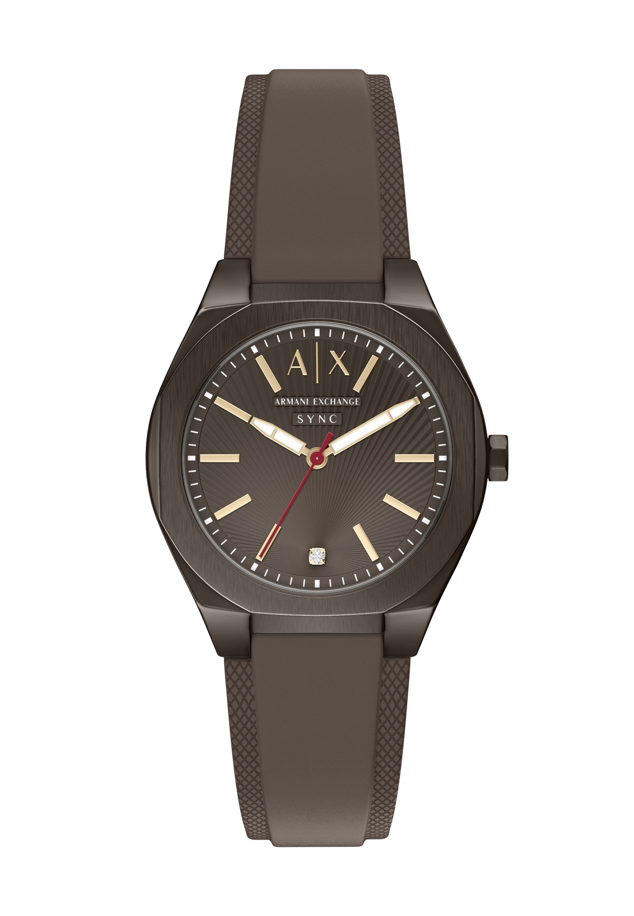 ARMANI EXCHANGE Analoog horloge 'SYNC' in Bruin: voorkant