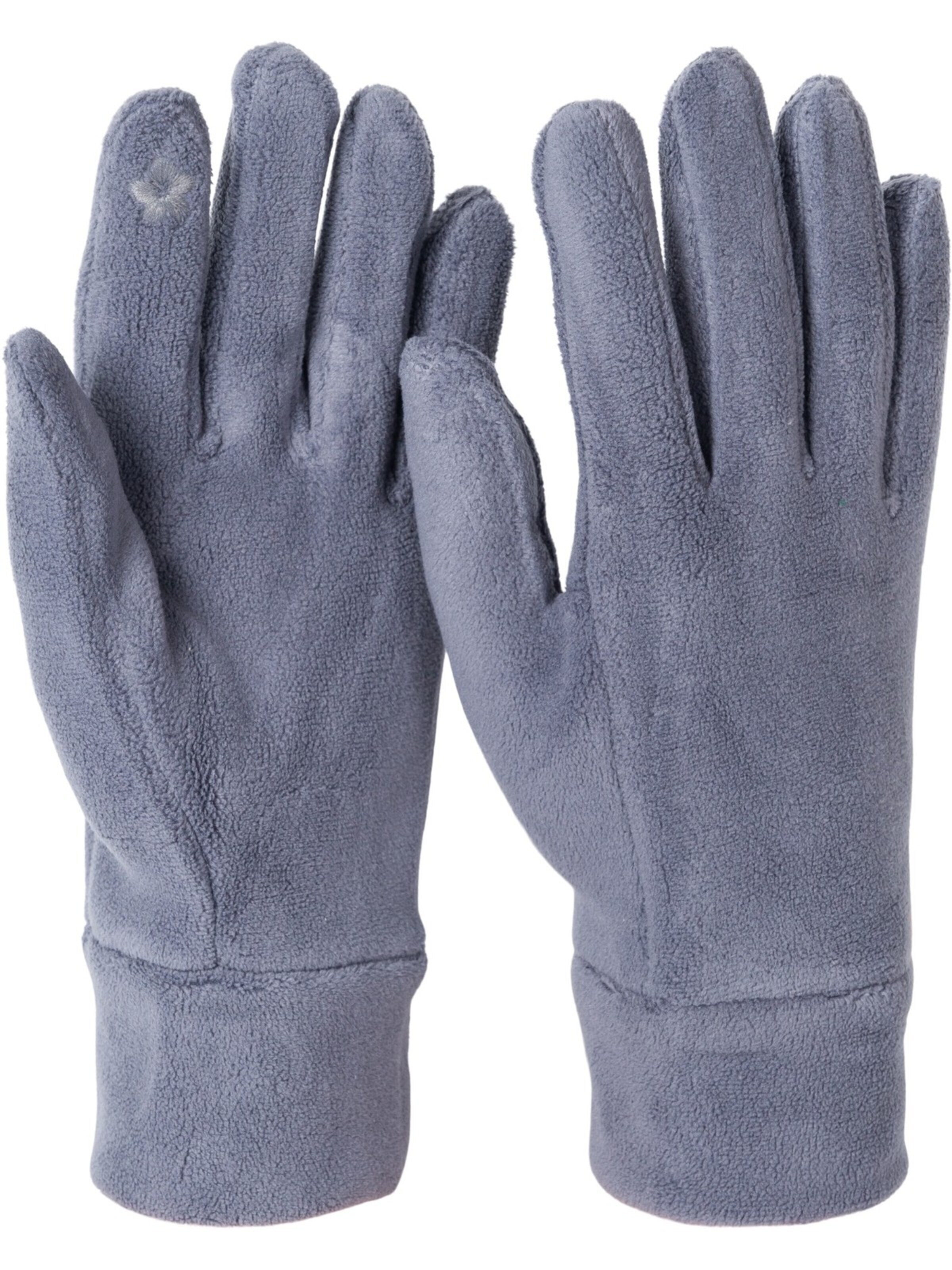 styleBREAKER Fingerhandschuhe 'Einfarbige Touchscreen Fleece Handschuhe'‌‌‌ in Grau: Vorderseite