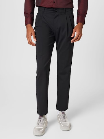 DRYKORN Regular Pleat-front trousers 'LEEK' in Black: front