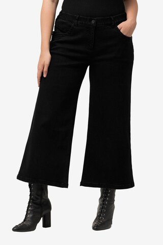 Ulla Popken Wide leg Jeans in Zwart: voorkant