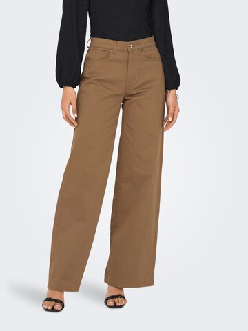 ONLY Wide leg Broek in Bruin: voorkant