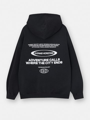 Pull&Bear Zip-Up Hoodie in Black