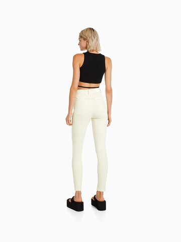 Bershka Skinny Džínsy - Béžová