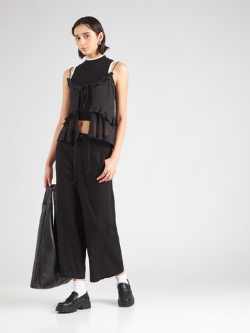 Wide Leg Pantalon QS en noir