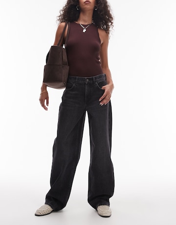Wide leg Jeans 'Cinch' di TOPSHOP in nero: frontale