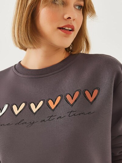 Bianco Lucci Sweatshirt in cognac / pastellgelb / grau / schwarz, Produktansicht