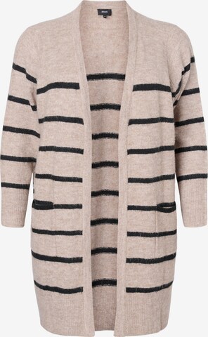 Zizzi Knit cardigan 'SANDIE' in Beige: front