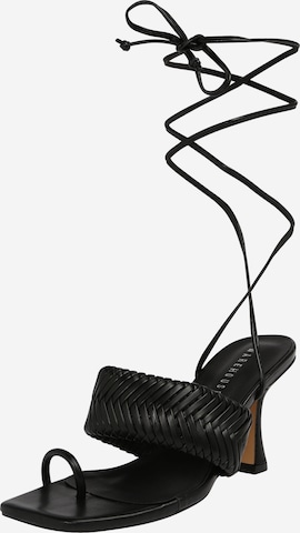 Warehouse T-Bar Sandals in Black: front