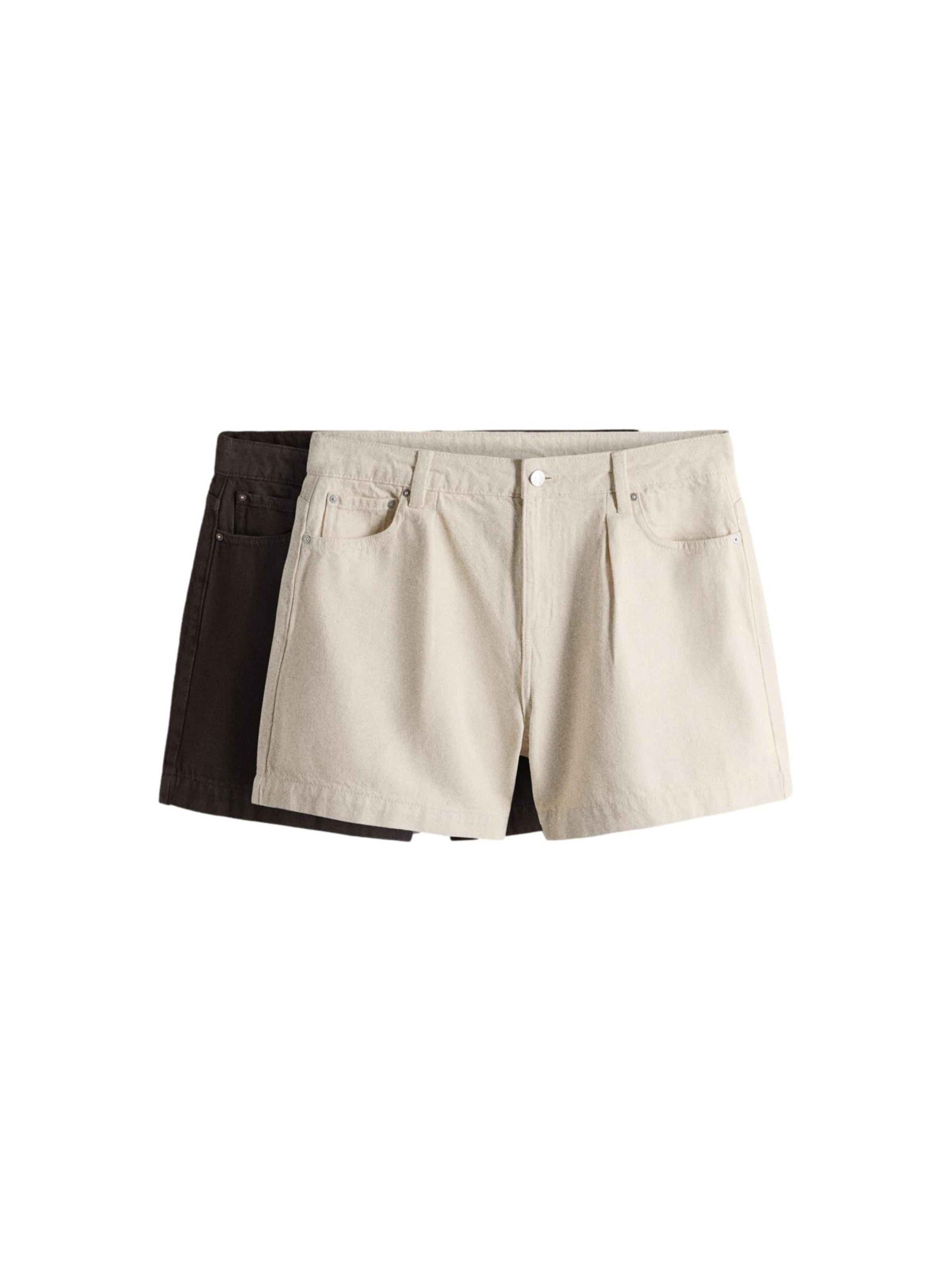 The Set Regular Bandplooi jeans in Beige: voorkant