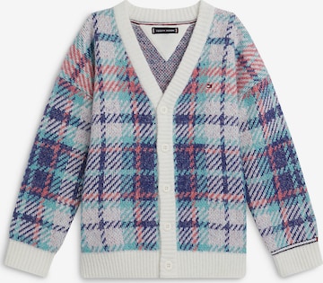 TOMMY HILFIGER Knit Cardigan 'Tartan' in Blue: front