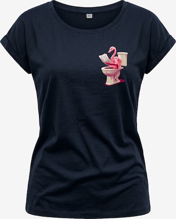 MAKAYA Shirt 'WC Flamingo' in Blue: front