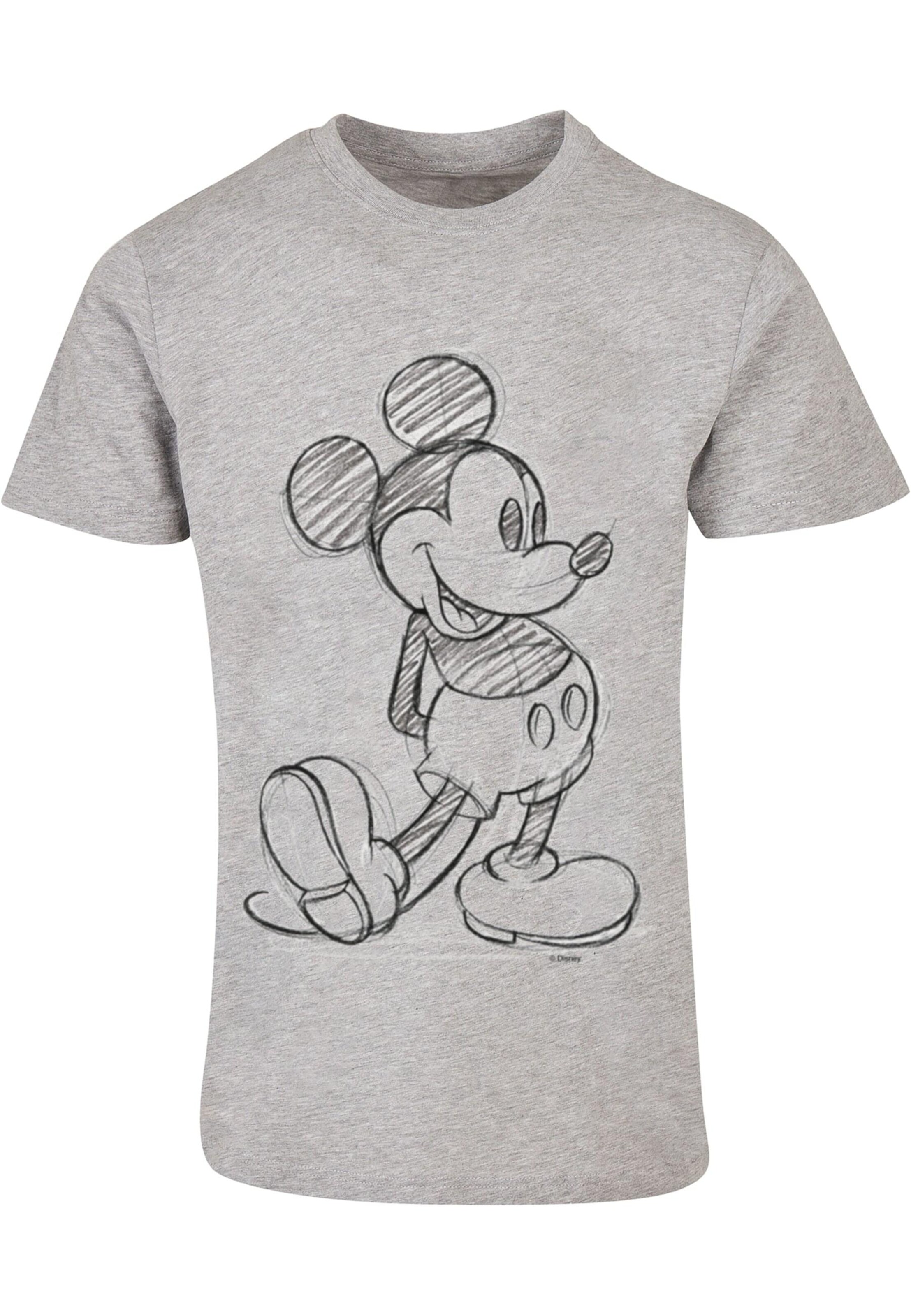 ABSOLUTE CULT Shirt 'Mickey Mouse - Sketch Kick' in Grijs: voorkant
