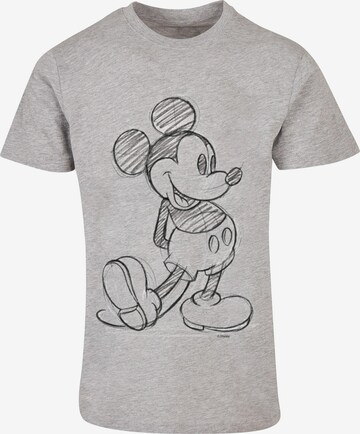 ABSOLUTE CULT Shirt 'Mickey Mouse - Sketch Kick' in Grijs: voorkant