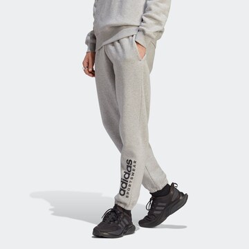 ADIDAS SPORTSWEAR Tapered Workout Pants 'All SZN Fleece Graphic' in Grey: front